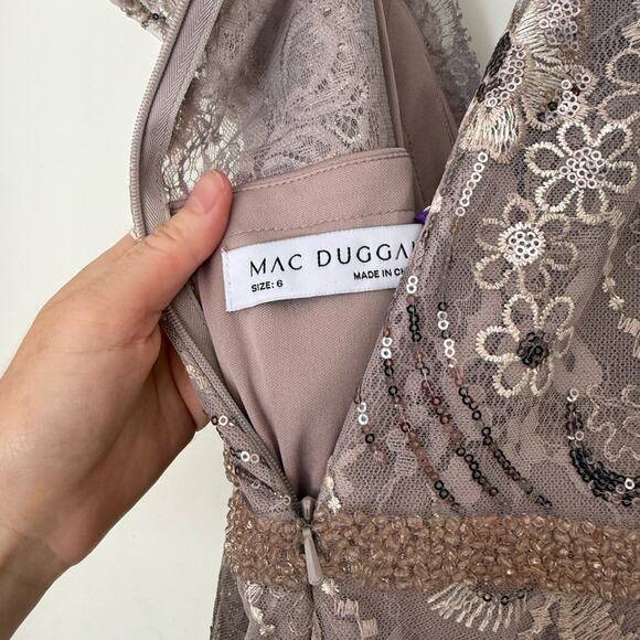 Mac Duggal Embellished Ruffled Cap Sleeve A Line Dress - Picture 6 of 8